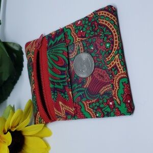 Handmade coin purse / gift bag w/ zipper and clear front